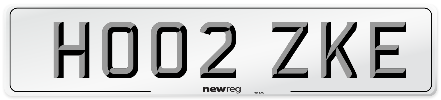 HO02 ZKE Number Plate from New Reg